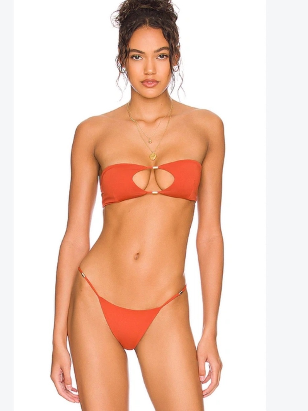 Indah Bass bandeau bikini top in fox - Size Medium